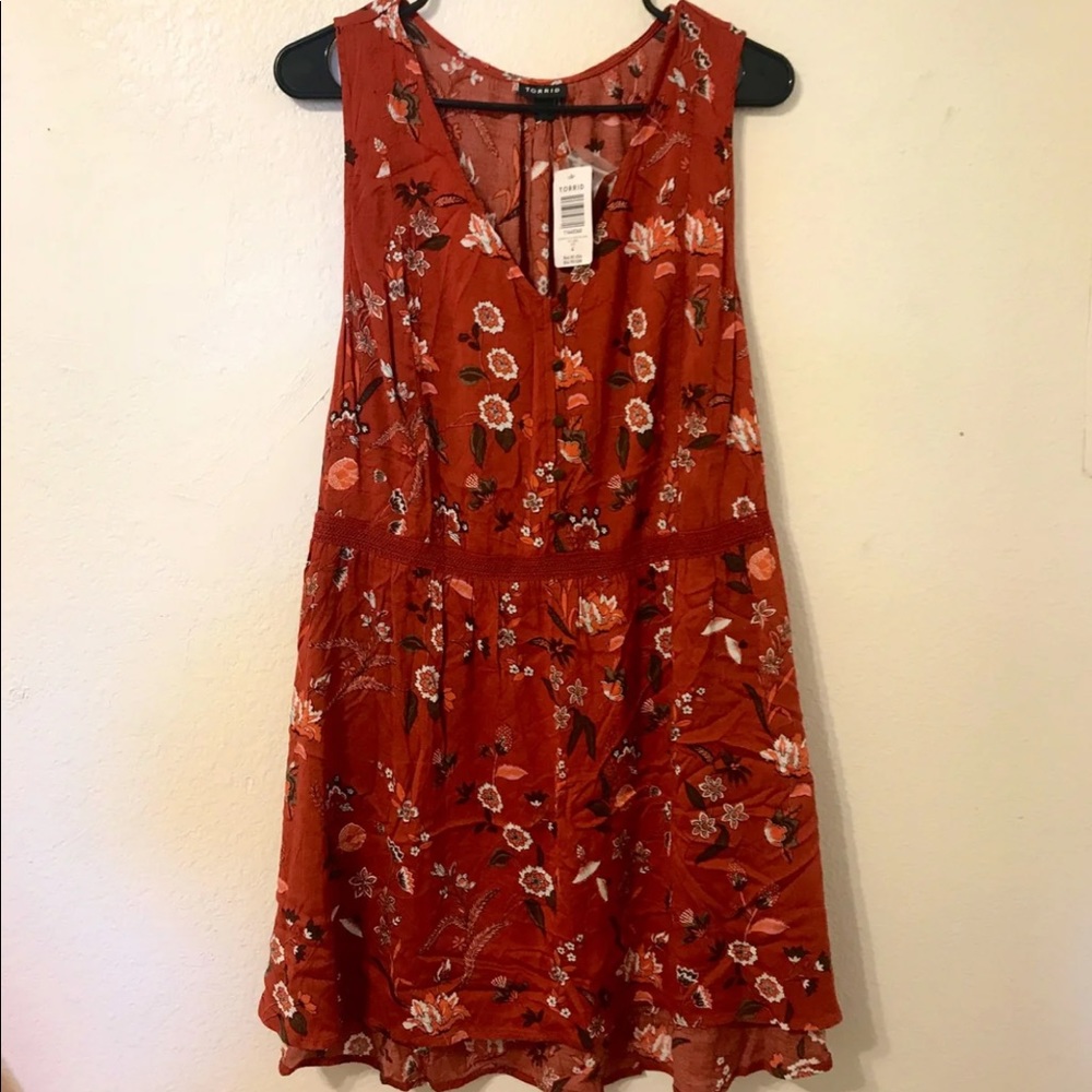 Torrid Ochre Floral Twill Baby Doll Blouse